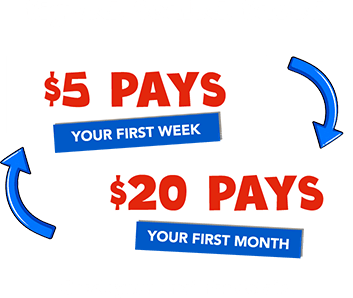 Signed, Sealed, Saved. $5 pays your first week. $20 pays your first month. Check your email for details.