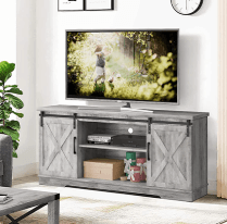 Idealhouse TV Stand for 65 inch Television – Modern Farmhouse Sliding Barn Door